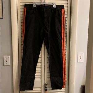 ASOS Black Slim Fit Jeans w/ Orange Stripes